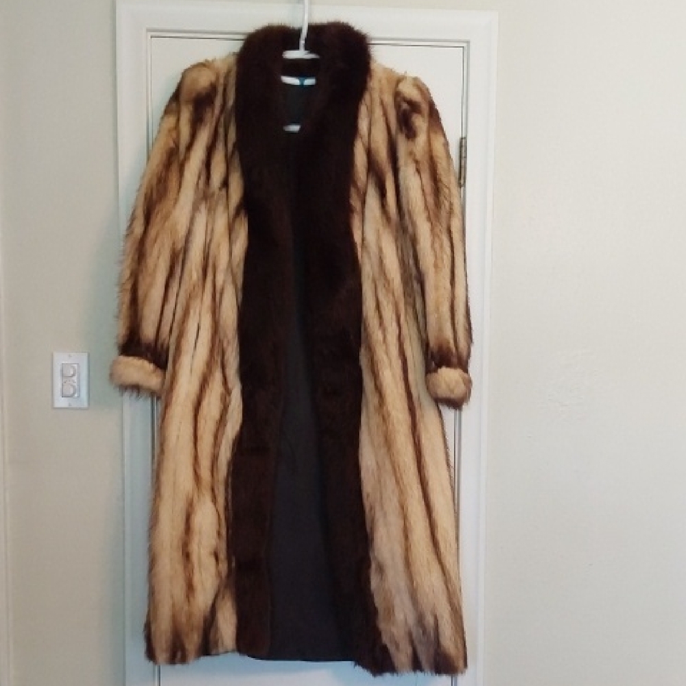 Elegant Fur Coat with Brown Accents